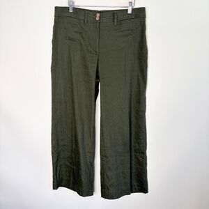 J Jill Linen Stretch Crop Skimmer Linen Blend Olive Green Lagenlook Women Size M